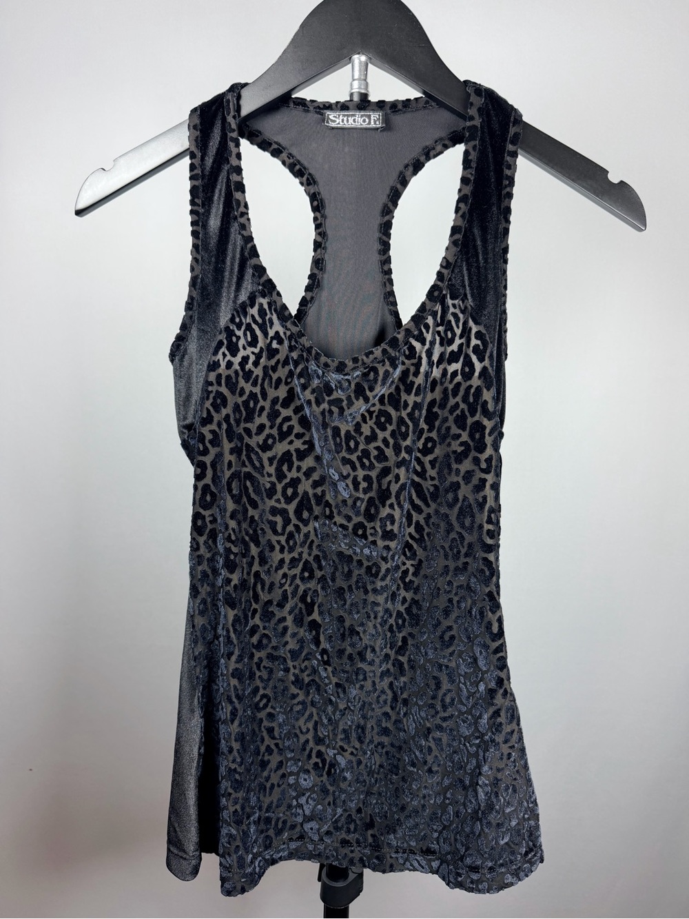 Black Velvet Leopard-Print Racerback Tank